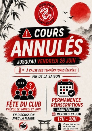 Image de l'actu 'Cours annulés jusqu'au vendredi 26 juin inclus'